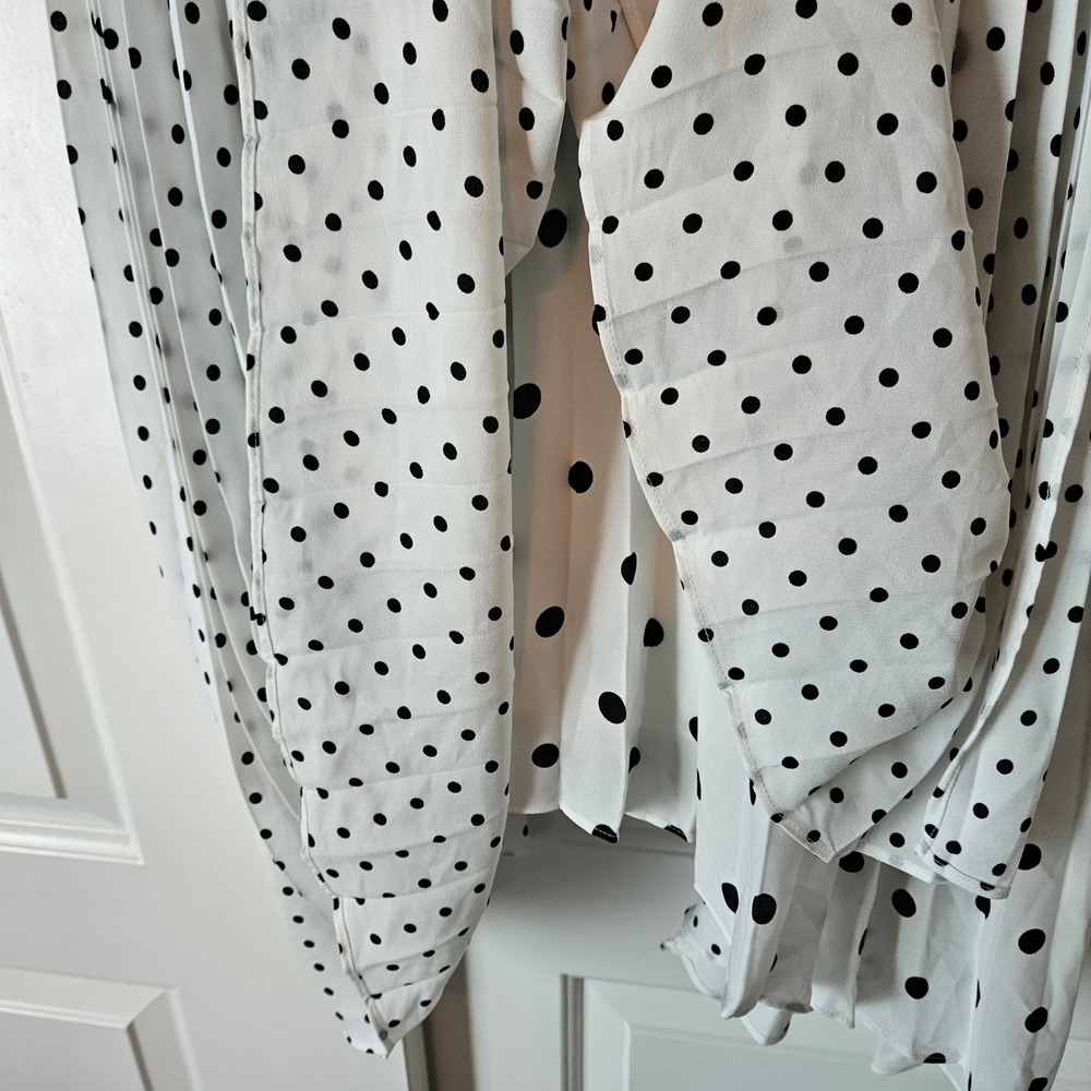 Banana Republic Dress White Polka Dot Pleated Twee 10 Retro Rockabilly - Picture 4 of 12